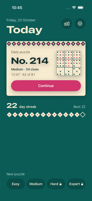Home screen with the daily puzzle