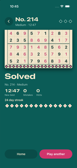 Solved screen with the streak